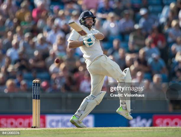 Dawid Malan of England batting during the third day of the second test between England and West Indies at Headingley on August 27, 2017 in Leeds,...