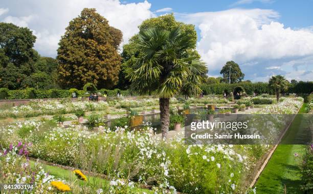 General view of the Sunken Garden, which has been transformed into a White Garden in memory of Princess Diana at Kensington Palace on August 31, 2017...