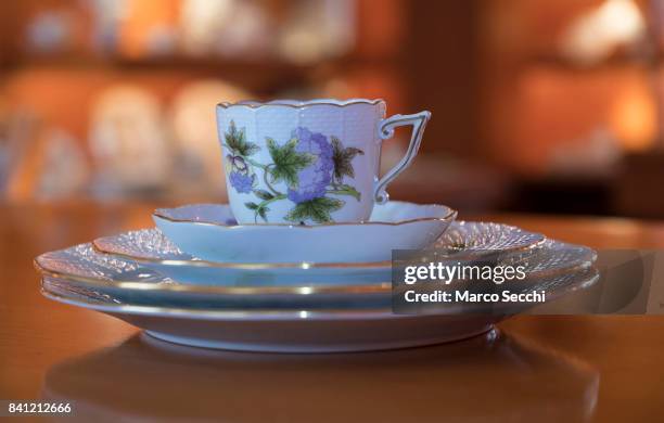 Display of the Royal Garden dining set which was designed and officially gifted by the Hungarian Government to Prince William and Kate Mifddleton on...