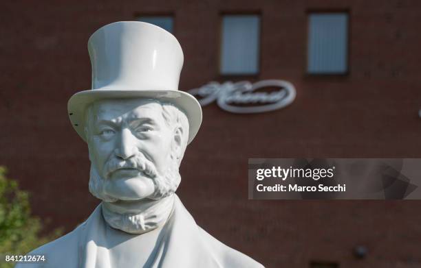 Porcelain statue of Mor Fischer owner of Herend Porcelain is seen on August 31, 2017 in Veszprem, Hungary. Herend Porcelain founded in 1826 is one of...