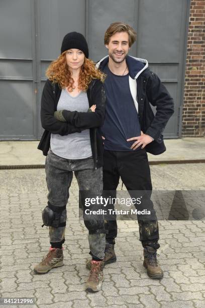 Marleen Lohse and Jeremy Mockridge during the set visit of the movie 'Story of Berlin' on August 31, 2017 in Berlin, Germany.