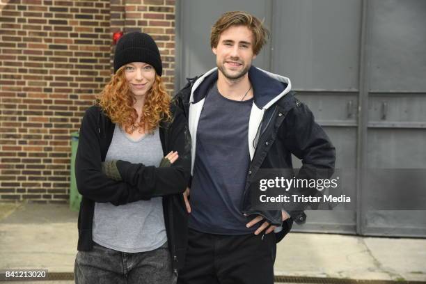 Marleen Lohse and Jeremy Mockridge during the set visit of the movie 'Story of Berlin' on August 31, 2017 in Berlin, Germany.