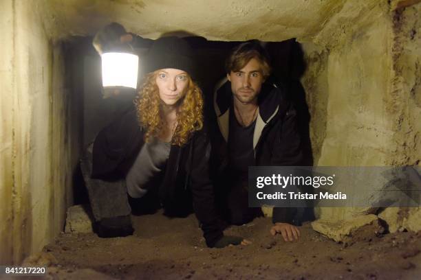 Marleen Lohse and Jeremy Mockridge during the set visit of the movie 'Story of Berlin' on August 31, 2017 in Berlin, Germany.