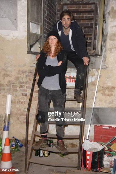 Marleen Lohse and Jeremy Mockridge during the set visit of the movie 'Story of Berlin' on August 31, 2017 in Berlin, Germany.