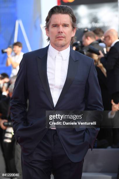 Ethan Hawke walks the red carpet ahead of the 'First Reformed' screening during the 74th Venice Film Festival at Sala Grande on August 31, 2017 in...