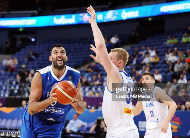 Ioannis Bourousis of Greece Tryggvi Hlinason of Iceland during the FIBA Eurobasket 2017 Group A match between Iceland and Greece on August 31, 2017...