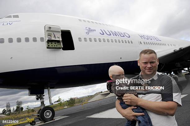File photo taken August 28, 2008 shows Entrepreneur Oscar Diös and daughter Liv outside a Boeing 747-200 aircraft that will be the world's first...