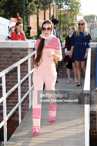 Hailey Gates is seen after the 'Miu Miu Women's Tales' photocall during the 74th Venice Film Festival at on August 31, 2017 in Venice, Italy.