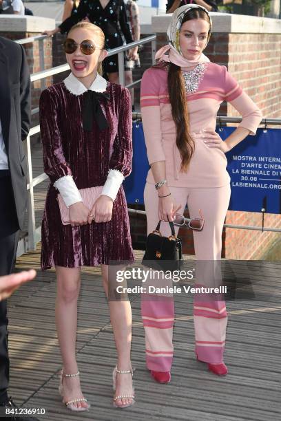 Hailey Gates and Tavi Gevinson are seen after the 'Miu Miu Women's Tales' photocall during the 74th Venice Film Festival at on August 31, 2017 in...