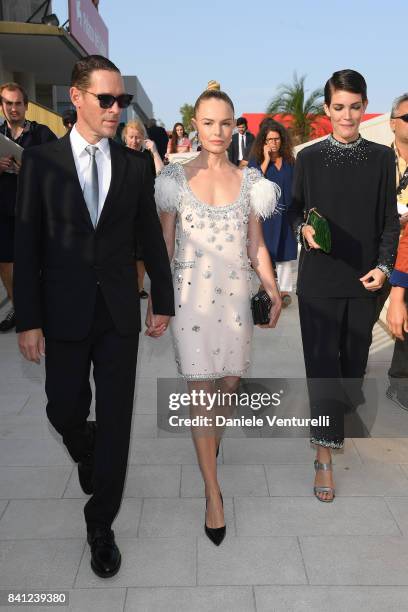 Michael Polish, Kate Bosworth and Celia Rowlson Hall are seen after the 'Miu Miu Women's Tales' photocall during the 74th Venice Film Festival at on...