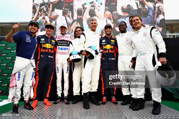 The podium celebrations at the karting event during previews for the Formula One Grand Prix of Italy at Autodromo di Monza on August 31, 2017 in...