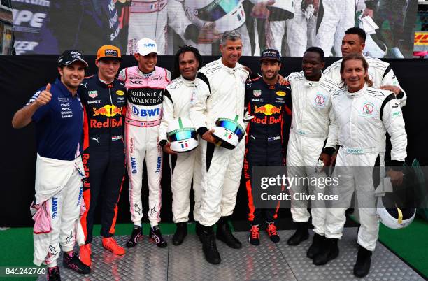 The podium celebrations at the karting event during previews for the Formula One Grand Prix of Italy at Autodromo di Monza on August 31, 2017 in...