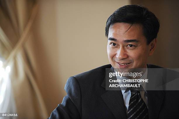 Thailand's Prime Minister Abhisit Vejjajiva speaks during an interview with AFP, at the Government House in Bangkok on December 26, 2008. Prime...