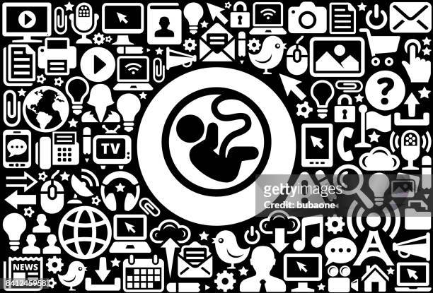fetus  icon black and white internet technology background - animal fetus stock illustrations