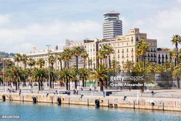 port vell waterfront in barcelona, spain - la barceloneta ストックフォトと画像