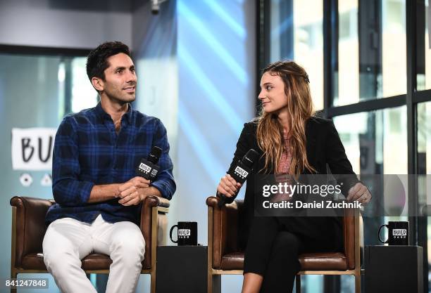 Nev Schulman and Laura Perlongo attend the Build Series to discuss the show 'Catfish' at Build Studio on August 31, 2017 in New York City.