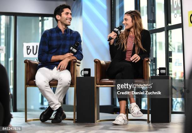 Nev Schulman and Laura Perlongo attend the Build Series to discuss the show 'Catfish' at Build Studio on August 31, 2017 in New York City.