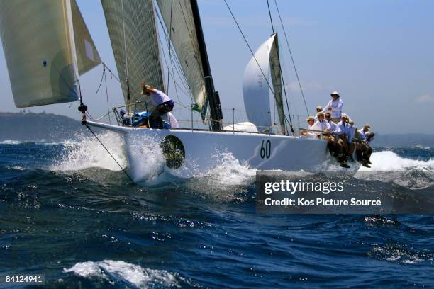 The new Australian maxi Loki passes The Heads at the start of the Rolex Sydney to Hobart, on Boxing Day December 26, 2008 in Sydney Australia. Over...