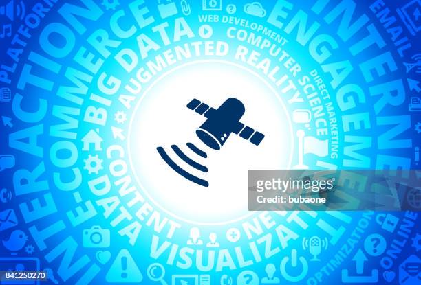 artificial satellite icon on internet modern technology words background - fake email stock illustrations