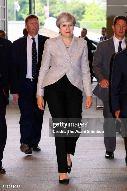 British Prime Minister Theresa May is seen on arrival at the prime minister's official residence to attend the Japan's National Security Council...