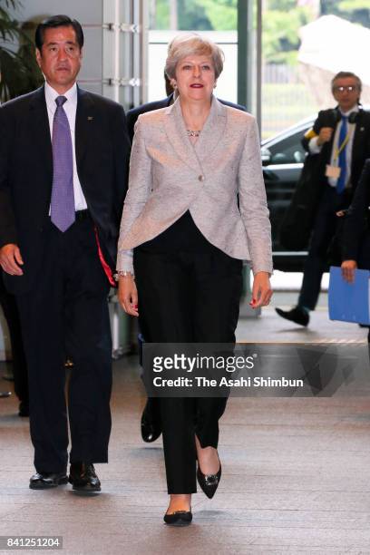 British Prime Minister Theresa May is seen on arrival at the prime minister's official residence to attend the Japan's National Security Council...