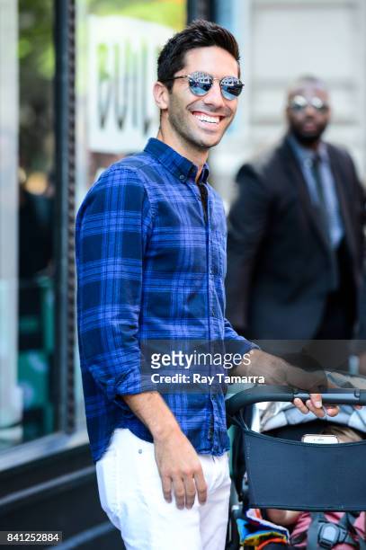 Actor Nev Schulman enters the "AOL Build" taping at the AOL Studios on August 31, 2017 in New York City.