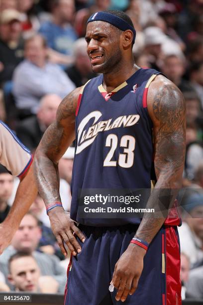 LeBron James of the Cleveland Cavaliers looks up court during the game against the Minnesota Timberwolves on December 17, 2008 at the Target Center...