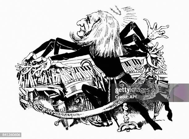 Caricature du compositeur Franz Liszt publiée en 1886 dans la revue la Vie Parisienne.