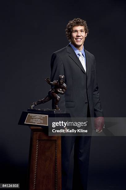 Heisman Trophy winner Sam Bradford from the University of Oklahoma poses during a portrait session on December 15, 2008 in New York City. NOTE TO...