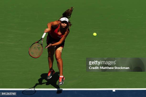 Evgeniya Rodina of Russia serves against Elina Svitolina of Ukraine during their second round Women's Singles match on Day Four of the 2017 US Open...