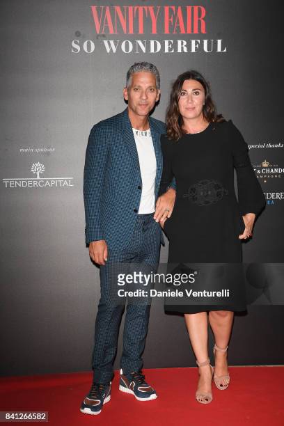 Beppe Fiorello and Eleonora Pratelli attend Vanity Fair 'So Wonderful' Party during the 74th Venice Film Festival at Cipriani Hotel on August 31,...