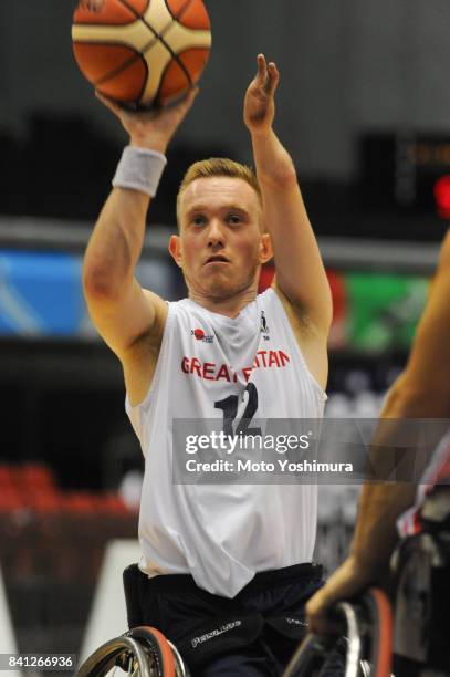 Gregg Warburton of Great Britain in action during the Wheelchair Basketball World Challenge Cup match between Great Britain and Turkey at the Tokyo...