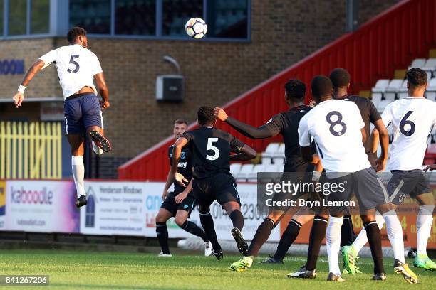 Christian Maghoma of Tottenham Hotspur scores during the Premier League International Cup match between Tottenham Hotspur v West Ham United at The...