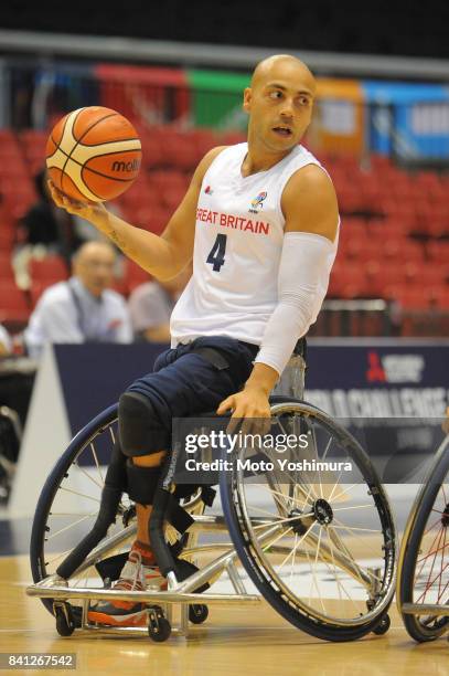 Ghazain Choudhry of Great Britain in action during the Wheelchair Basketball World Challenge Cup match between Great Britain and Turkey at the Tokyo...