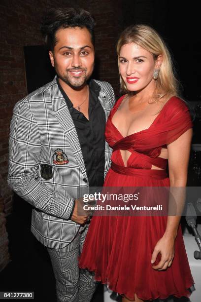 Samuel Sohebi and Hofit Golan attend Vanity Fair 'So Wonderful' Party during the 74th Venice Film Festival at Cipriani Hotel on August 31, 2017 in...