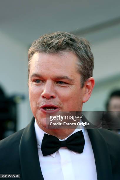 Matt Damon walks the red carpet ahead of the 'Downsizing' screening and Opening Ceremony during the 74th Venice Film Festival at Sala Grande on...