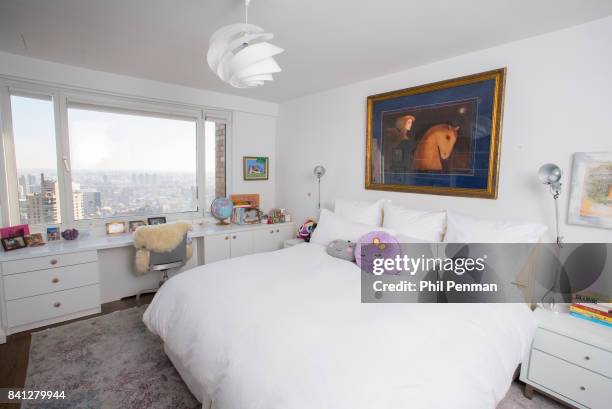 News anchor Geraldo Rivera's home is photographed for Closer Weekly Magazine on April 15, 2016 in New York City. Bedroom.