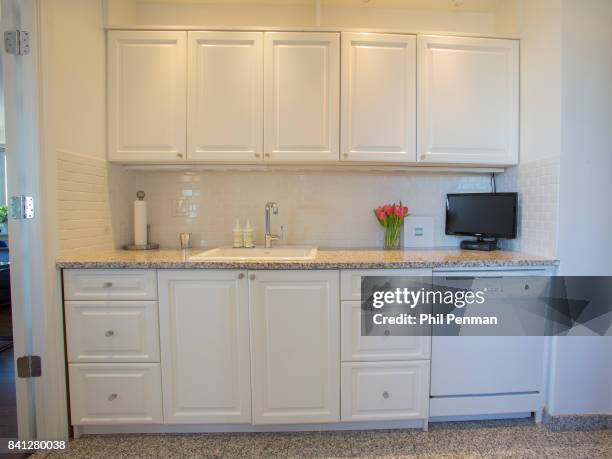 News anchor Geraldo Rivera's home is photographed for Closer Weekly Magazine on April 15, 2016 in New York City. Kitchen.