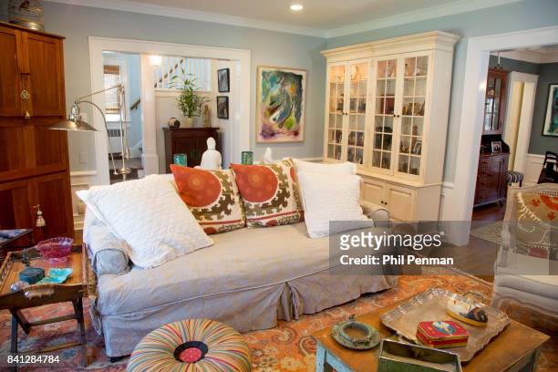 Actress Christine Ebersole's home is photographed for Closer Weekly Magazine on April 14, 2016 in New Jersey. Living room. PUBLISHED IMAGE.