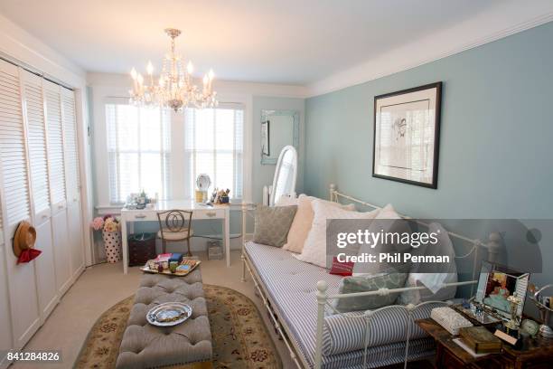 Actress Christine Ebersole's home is photographed for Closer Weekly Magazine on April 14, 2016 in New Jersey. Bedroom.