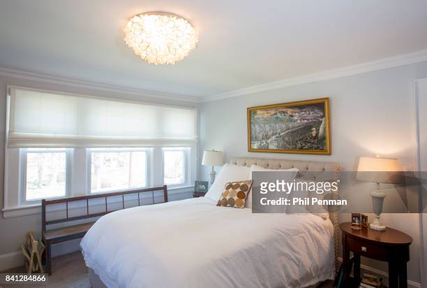Actress Christine Ebersole's home is photographed for Closer Weekly Magazine on April 14, 2016 in New Jersey. Bedroom. PUBLISHED IMAGE.