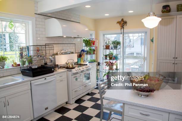 Actress Christine Ebersole's home is photographed for Closer Weekly Magazine on April 14, 2016 in New Jersey. The design inspiration for the kitchen...