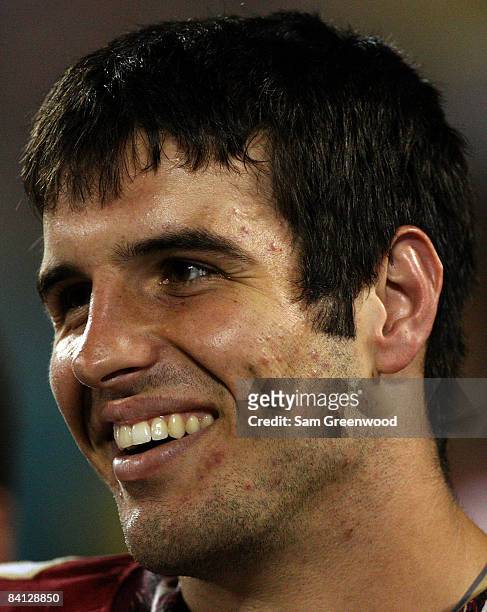 Christian Ponder of the Florida State Seminoles celebrates after winning the Champs Bowl against the Wisconsin Badgers on December 27, 2008 at the...