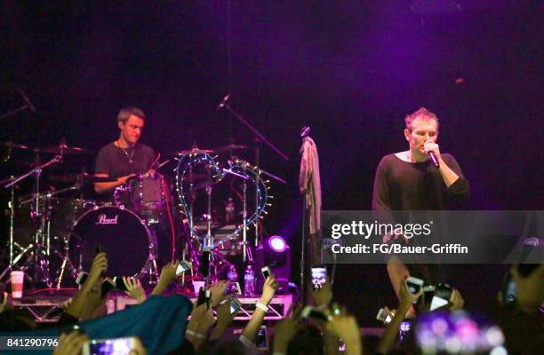 Singer Svatoslav Vakarachuk and Denis Glinin, of the band Okean Enzy performs at the Avalon, Hollywood on March 13, 2017 in Los Angeles, California.