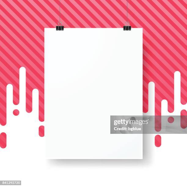 poster template isolated on abstract red background - binder clip vector stock illustrations