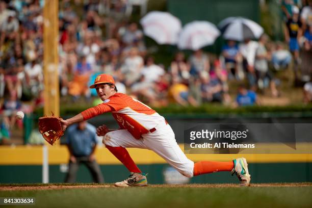 Little League World Series: USA Southwest Region Collin Ross in action vs Japan Region during Championship Game at Howard J. Lamade Stadium. South...