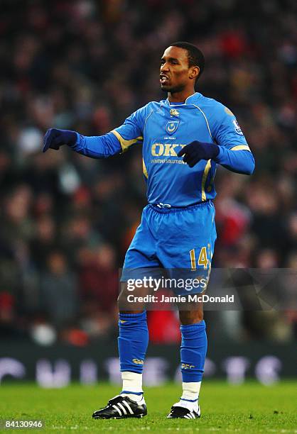 Jermain Defoe of Portsmouth is seen during the Barclays Premier League match between Arsenal and Portsmouth at the Emirates Stadium on December 28,...