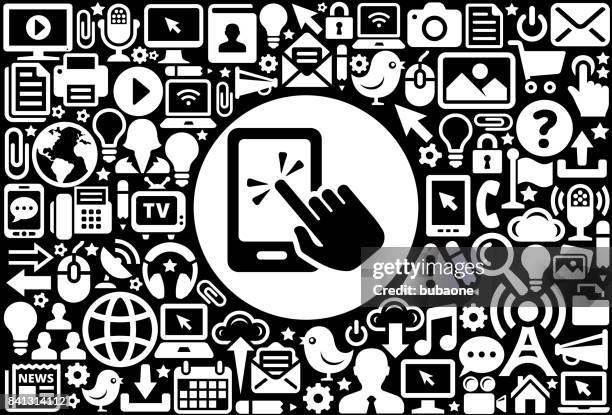 touch screen smart phone icon black and white internet technology background - camera sensor stock illustrations