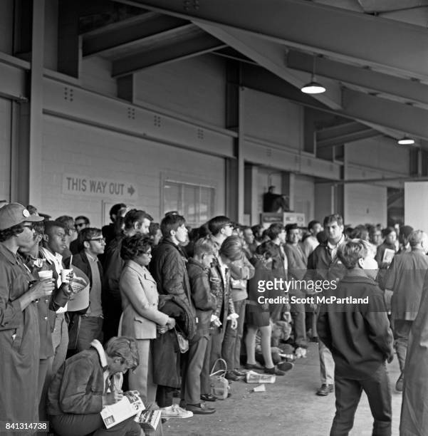 Shea Stadium : Fans line up along the walkways at Shea Stadium, and watch the NY Mets take on the Baltimore Orioles in Game 5 of the 1969 World...