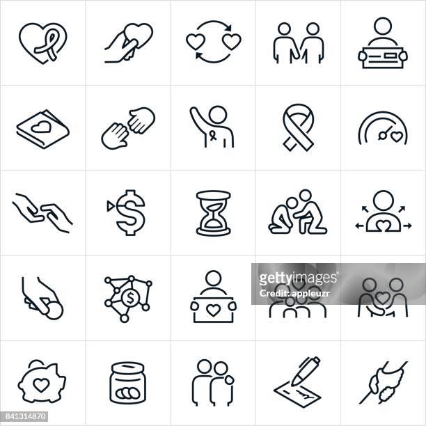 charity and giving icons - fundraising concept stock illustrations